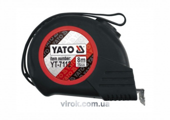 YATO Рулетка YATO : L= 8 м х 25 мм. з нейлоновим покриттям, магнітним наконечником  | YT-7112