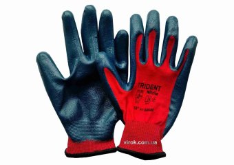 VIROK Рукавиці TRIDENT трикотажні поліестерові 13 клас, покриті нітрилом, розмір 10 | 83V012