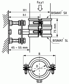 Walraven BISMAT® 1000 Комплект для шумопоглощающего крепления (SL/SX) 78мм