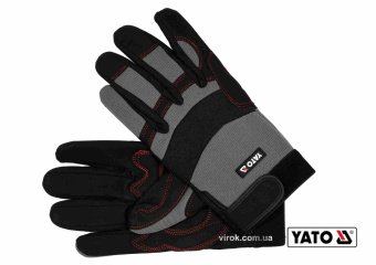 YATO Рукавиці робочі з застібкою-липучкою YATO : штучна шкіра + синтетична тканина, розмір 10  | YT-