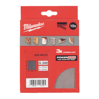 MILWAUKEE Сетчастые шлифлисты для вибрационных шлмфмашын 115x107 HL G240 - 10 шт. | 4932492252