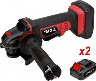 YATO Шліфмашина кутова акумуляторна YATO 2Li-Ion, 18В, 3АГод, для диска Ø=125мм, з зарядним пристроє