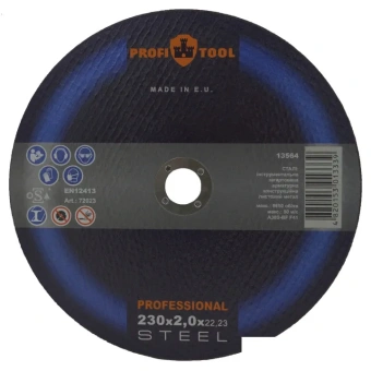 Круг отрезной по металлу PROFITOOL PROFESSIONAL 230х2.0х22.2 мм, A30S-BF, F41, 6550 об/мин