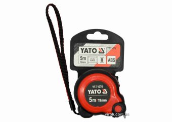 YATO Рулетка YATO : L= 5м x 19мм,з сталевою стрічкою, нейлоновим покриттям, подвійним блокуванням  |