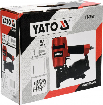 YATO Пістолет цвяхозабивний, пневматичний, барабанний YATO для цвяхів t= 3.05 мм, h= 22-45 мм, 7 Bar
