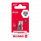MILWAUKEE Біта SHOCKWAVE , SL1,2x6,5, 25мм, (2шт) | 4932430903
