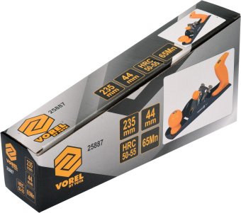 VOREL Рубанок столярний : L=235 мм, ніж- 44/1.8 мм, HRC 50-55, 65Mn, металевий корпус  | 25887