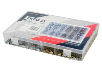 YATO Нітогайки сталеві і алюмінієві YATO з різними розмірами М3-М10, 300 шт. в футлярі  | YT-36480