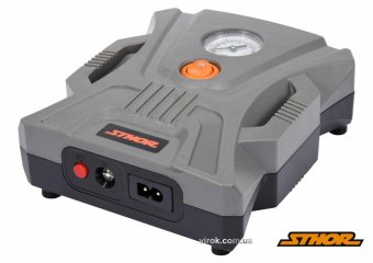 STHOR Компресор автомобільний : 12 В, 120 Вт, 25 л/хв, тиск- 1 МПа + шланг 46 см, 3 насадки  | 82105