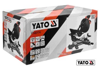 YATO Пила торцьовальна з протяжкою YATO: P=1.8кВт,диск Ø=255/25.4(30.0мм, різ 90°-45° (Дерево/Метал)