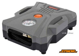 STHOR Компресор автомобільний : 12 В, 120 Вт, 25 л/хв, тиск- 1 МПа + шланг 46 см, 3 насадки  | 82105