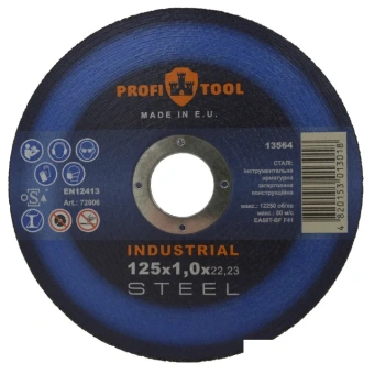 Круг отрезной по металлу PROFITOOL INDUSTRIAL 125х1.0х22.2 мм, EA60T-BF, F41, 12250 об/мин 72006