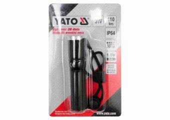 YATO Ліхтар діодний кишеньковий 3 Вт від батарейки 1хАА і 3 режими світла; 100х 25 мм, вододонепрони