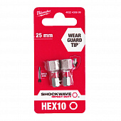 MILWAUKEE Біта SHOCKWAVE , Hex10,0, 25мм, (2шт) | 4932430899