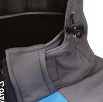YATO Куртка робоча SOFTSHELL з прикріпн капюшоном YATO розм S, синьо-сіра, 3 кишені, 96% поліес і 4%