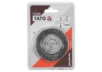 YATO Щітка зачисна дискова з нержавіючої сталі до дрилі YATO : Ø=75мм, шпиндель Ø=6мм, 4500об/хв  | 