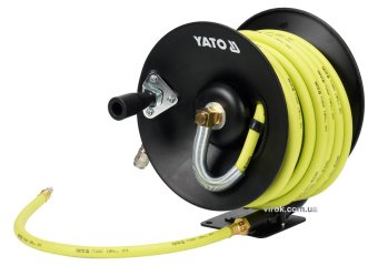 YATO Шланг пневматичний ПВХ на бобіні YATO з швидкоз'єдн. наконеч-ми; Ø=9,5мм макс.тиск 20 Bar, l=15