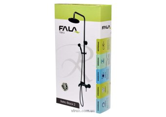FALA Душовий комплект з кульовим регулятором RETRO BLACK 2 : 2 функції, регульована висота 95-130 см