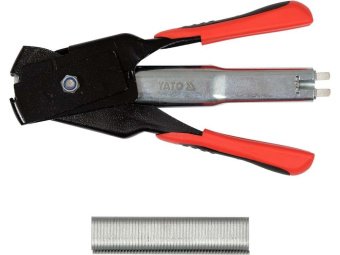 YATO Кліщі для кріплення сітки YATO: L= 190 мм з коміркою для 50 скоб тип "С"- 20х 2 мм + 100 скоб  