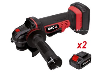 YATO Шліфмашина кутова акумуляторна YATO 2Li-Ion, 18В, 3АГод, для диска Ø=125мм, з зарядним пристроє