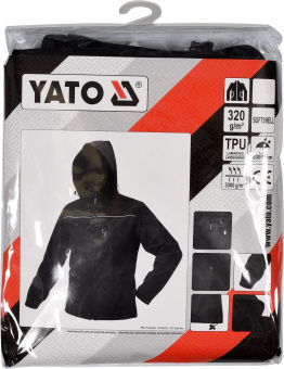YATO Куртка робоча SOFTSHELL з прикріп капюшоном YATO розм XXL, чорна, 3 кишені, 96% поліест і 4% сп