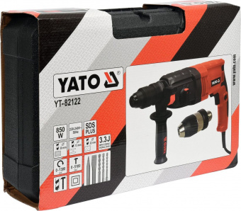 YATO Перфоратор мережевий SDS+ YATO : з змінним патроном P= 850 Вт, J= 3,3 Дж. Ø≤ 30 мм в футлярі  |