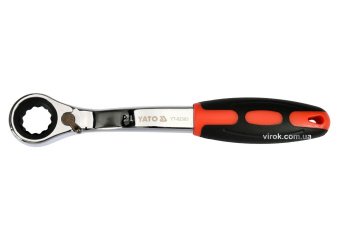 YATO Ключ накидний, вигнутий з тріщаткою YATO: М21, HRC 42-48, Cr-V, з прогумованою ергономічною руч