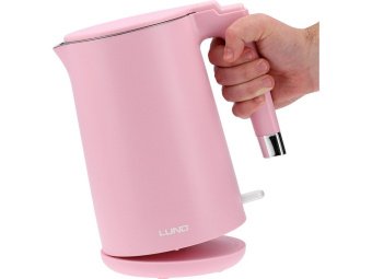 Електрочайник з термостатом з нержавіючої сталі LUND 1,5 л, розовий, 2200 Вт, живл від мережі 230 В