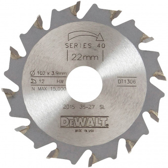 Фреза дискова DeWALT EXTREME WORKSHOP, розмір 102 х 22 мм, зуб 12-ATB | DT1306