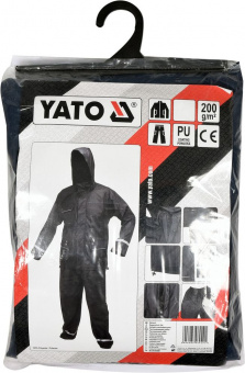 YATO Костюм з капюшоном водонепроникний YATO,розм.XXL,100%поліестр покритий PU,3 кишені,з вент.отвор
