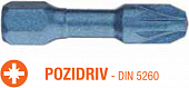 USH Насадка викруткова ударна Blue Shock Pozidriv PZ2 x 30 мм Torsion, Уп. 10 шт. | UUSG0062461