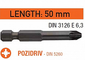 USH Насадка викруткова Industry Pozidriv PZ3 x 50 мм. подовжена, Уп. 10 шт. | UUSG0013032