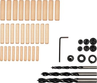 VOREL Засоби для кілкових сполучень по дереву YATO з діаметром 6, 8, 10 мм, набір 43 шт.  | 24080