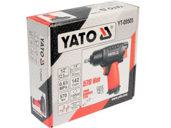 YATO Гайковерт ударний пневматичний YATO : квадрат 1/2", F=570 Nm  | YT-09505