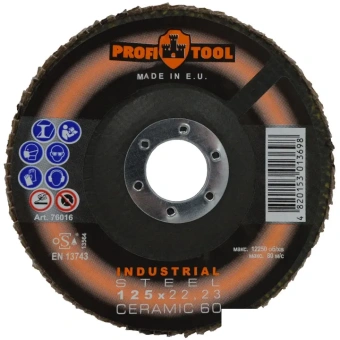Круг шлифовальный лепестковый PROFITOOL INDUSTRIAL 125x22.23 мм, CERAMIC 60