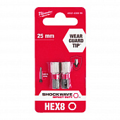 MILWAUKEE Біта SHOCKWAVE , Hex8,0, 25мм, (2шт) | 4932430898