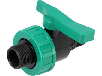 Кран кульовий до водяних пластикових труб  Ø= 1" Х 1" M/M-різьб FLO з поліпроп, для тиску 16Bar