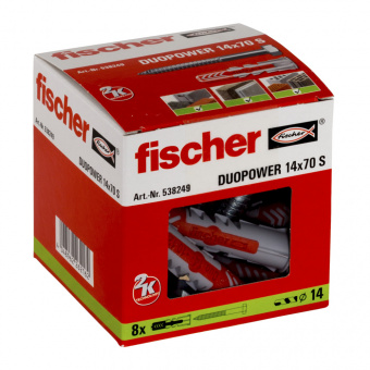 Fischer Дюбель DUOPOWER 14x70 S с шестигранным шурупом 10 х 95