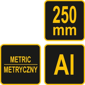 VOREL Кутник алюмінієвий зі стопкою, 180х 180х 250 мм і метричною шкалою  | 18377