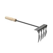 Грабельки фарбовані, деревяна ручка, 350мм, 4 зуба Україна | 71-093
