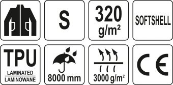 YATO Куртка робоча SOFTSHELL YATO розмір S, чорно-сіра, 3 кишені, 96% поліестер і 4% спандекс  | YT-