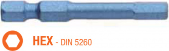 USH Насадка викруткова ударна Blue Shock HEX 4 x 50 мм шестигранна подовжена, Уп. 5 шт. | UUSE006347