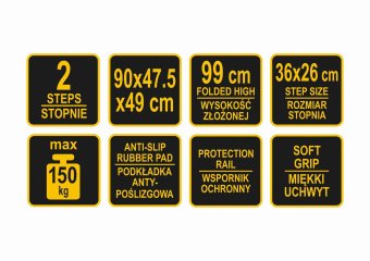 VOREL Драбина розкладна металева : 2 сходинки 36х26 см з антиковзальною прокладкою 90х47х49 см  | 17