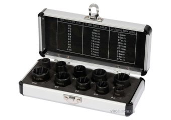 YATO Набір екстракторів для зломаних головок болтів і гайок YATO, з квадр.- 3/8". 10 Од.  | YT-06031