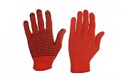 Перчатки нейлоновые оранжевые с мелкой черной ПВХ точкой Эконом СИЛА