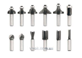 VOREL Набір фрез по дереву , Ø=8 мм, 12шт.  | 22550