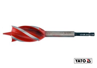 YATO Свердло по дереву YATO : Ø= 30 мм, L= 165 мм, HRC 40-45 з 4 пругами, HEX- 1/4"  | YT-44689