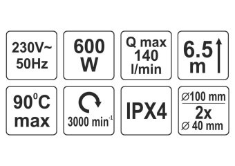 Помпа фекальна до унітазу мережева FALA : P= 600 Вт, з подрібнювачем, на висоту 6.5 м, 140 л/хв [1]