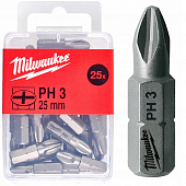 MILWAUKEE Біта , PH3, 25мм, (25шт) | 4932399588