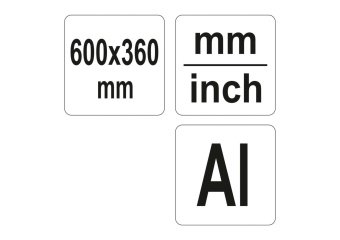 YATO Кутник алюмінієвий YATO з 2-х лінійок, з метричними і дюймовими шкалами, l= 600 x 360 мм  | YT-